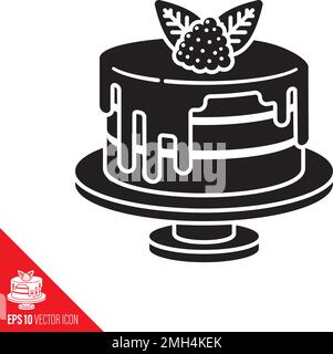 Raspberry cake vector glyph icon. Sweet fruit pastry symbol Stock Vector