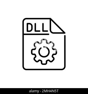 DLL file color line icon. Format and extension of documents. Stock Vector
