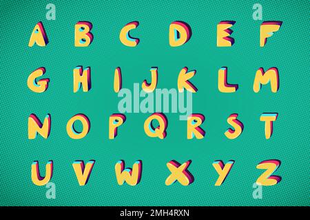 A-Z bold funky font vector alphabet typography set Stock Vector