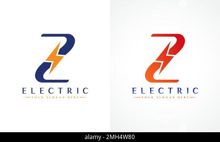 Z Letter Logo With Lightning Thunder Bolt Vector Design. Electric Bolt Letter Z Logo Vector Illustration. Stock Vector