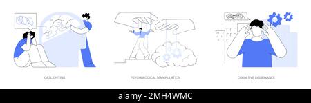 Mental abuse abstract concept vector illustrations. Stock Vector
