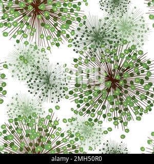 Green Flower background . Onion flowers seamless pattern. Vector illustration Stock Vector
