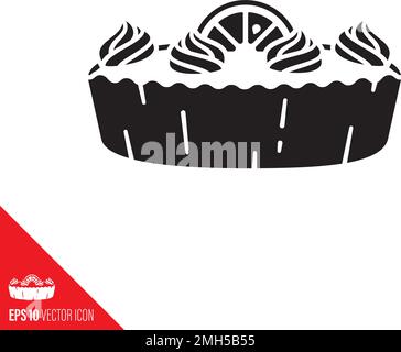 Lemon Meringue Pie glyph icon vector illustration. Delicious pastry symbol. Stock Vector