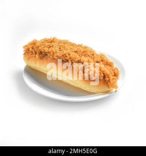 Bun with pork floss. There are photo and vector versions for design idea. In Asian cuisine, bun can be made with many different kind of meat. The bun Stock Photo