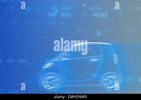 Blue compact hybrid car vector Stock Vector