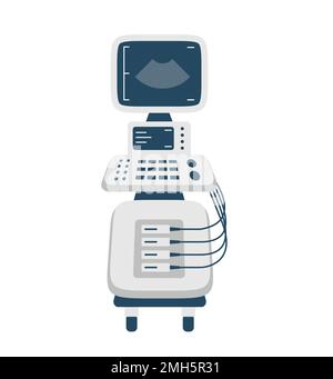 Ultrasound scan machine. Hospital examination room equipment isolated on white background ps 10 Stock Vector