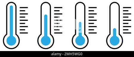 Cold weather thermometer icon set. Vector illustration Stock Vector