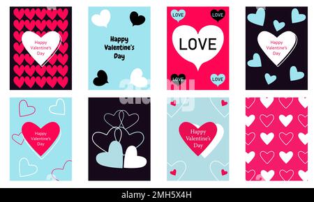 Set of Happy Valentine's Day vertical banners. Typography poster, card, label, banner design Stock Vector
