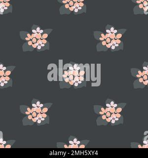 Vector floral seamless pattern. Small pink and beige flowers. Stock Vector