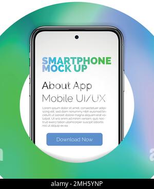 Smart phone frame with presentation screen. Template with white copyspace for infographics or UI design. Realistic 3d cell phone vector illustration Stock Vector