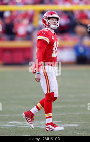 Kansas City Chiefs quarterback Patrick Mahomes (15) holds his sister Mia  Mahomes after the AFC Championship against the Tennessee Titans, Sunday,  Jan 19, 2020, in Kansas City, Mo. The Chiefs beat the