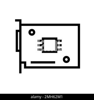 Motherboard icon line isolated on white background. Black flat thin icon on modern outline style. Linear symbol and editable stroke. Simple and pixel Stock Vector