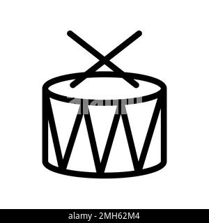 Drum icon line isolated on white background. Black flat thin icon on modern outline style. Linear symbol and editable stroke. Simple and pixel perfect Stock Vector