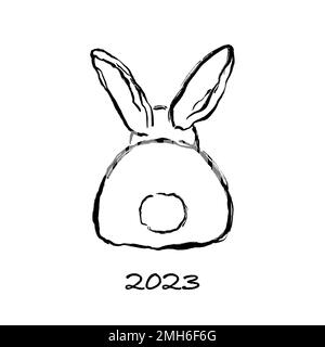 Hand drawn rabbit. Ink painting bunny, Chinese New Year 2023 Stock Photo