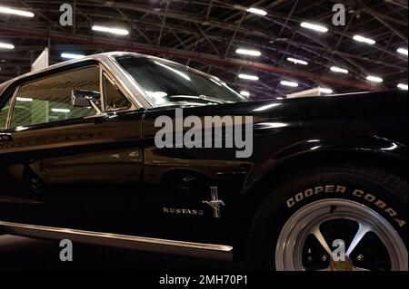 Classic cars seen during the MCM Car Show in Bogota, Colombia, the biggest auto show in latin america, on January 20, 2022. Stock Photo