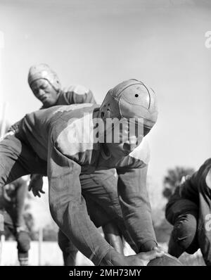 Football Practice, Bethune-Cookman College, Daytona Beach, Florida, USA, Gordon Parks, U.S. Office of War Information, January 1943 Stock Photo
