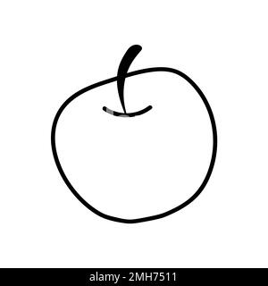 Hand drawn apple Doodle, simple outline illustration. Stock Vector