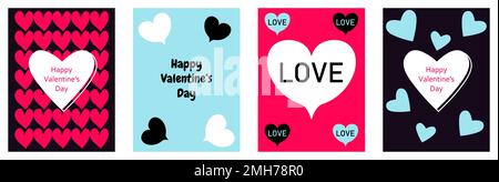 Set of Happy Valentines Day posters. Vector illustration, EPS10 Stock Vector