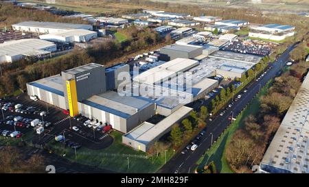 Aerial drone view of Wardpark Film and Television Studios Cumbernauld Stock Photo