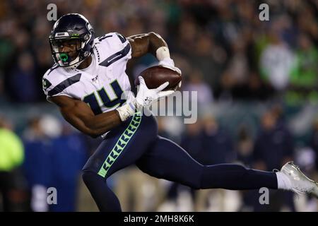 Seattle Seahawks' D.K. Metcalf catches a touchdown pass during the second  half of an NFL wild-card playoff football game against the Philadelphia  Eagles, Sunday, Jan. 5, 2020, in Philadelphia. (AP Photo/Julio Cortez