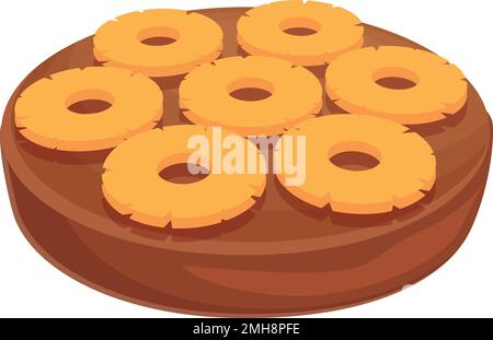 Upside-down cake meal icon cartoon vector. Restaurant cooking. Apple tarte Stock Vector