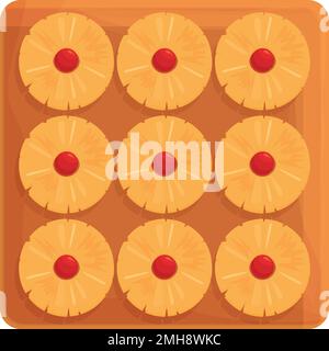 Tasty upside-down cake icon cartoon vector. Restaurant cooking. View upside Stock Vector