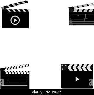 clapper board icon logo illustration design Stock Vector