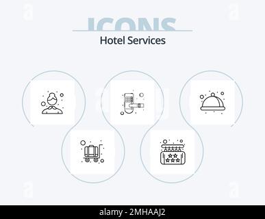 Hotel Services Line Icon Pack 5 Icon Design. building. luxury. hotel. hotel. board Stock Vector