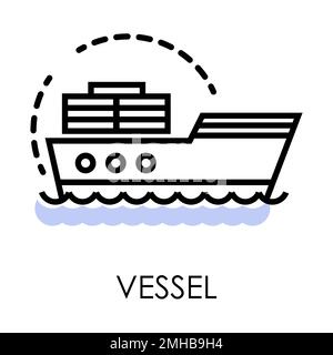 Sailboat or cargo boat, vessel or ship isolated icon Stock Vector