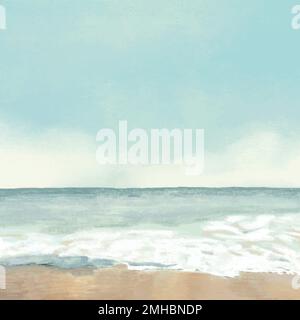 Beach background vector color pencil illustration Stock Vector