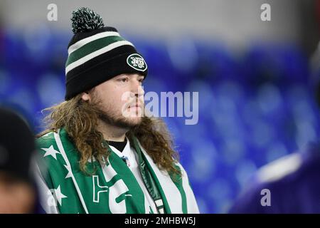 Photo: A New York Jets fan stands with a paper bag on his head -  NYP20161023125 