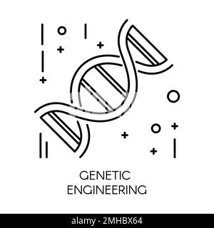 Genetic engineering, DNA molecule isolated outline icon Stock Vector