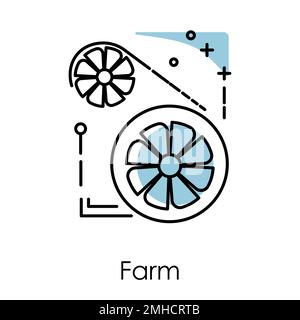Video card, server farm isolated icon, cryptocurrency mining Stock Vector