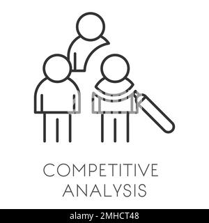 Startup and business, competitive analysis or data analyzing isolated outline icon Stock Vector