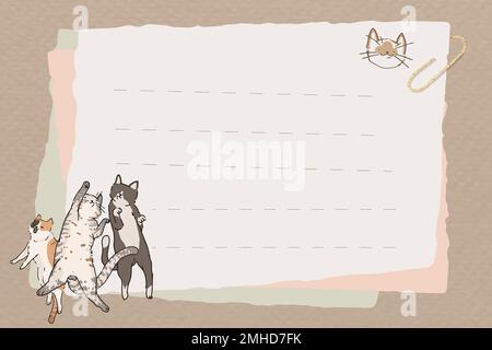Cat lover pattern lined note paper template vector Stock Vector