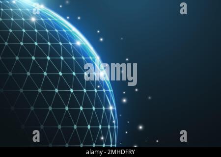 Blue globe digital grid vector technology corporate background Stock Vector