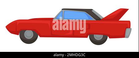 Retro sport vehicle of 1970s, muscle car isolated transport Stock Vector