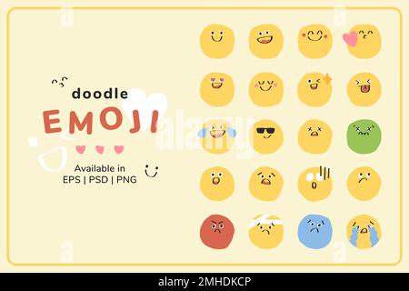 Cute doodle emoticon vector pack journal sticker Stock Vector