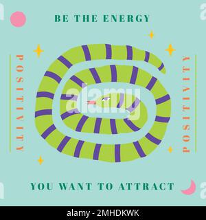 Green snake social template vector animal illustration Stock Vector
