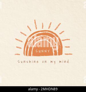 Aesthetic holidays theme badges vector with sunny typography illustration sunshine on my mind Stock Vector