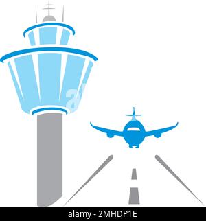 Airplane landing at airport Stock Vector