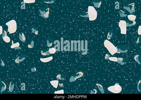 Blue terrazzo abstract background vector seamless pattern Stock Vector