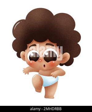 Vector Illustration of Cartoon Baby character. Cute BABY learning walk Stock Vector