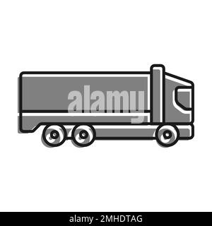Linear filled with gray color icon. Heavy Construction Equipment Truck, Garbage Truck In Linear. Industrial Machinery And Equipment. Simple black and Stock Vector