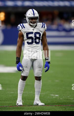 Indianapolis Colts linebacker Bobby Okereke (58) lines up for the snap  during an NFL football game against the Houston Texans on Sunday, September  11, 2022, in Houston. (AP Photo/Matt Patterson Stock Photo - Alamy