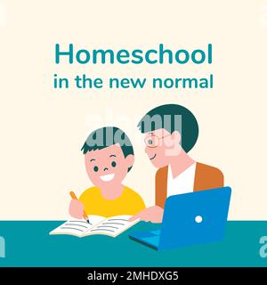Homeschool editable template vector online education Stock Vector