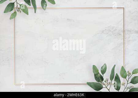 Blank rectangle camellia leaves frame vector Stock Vector