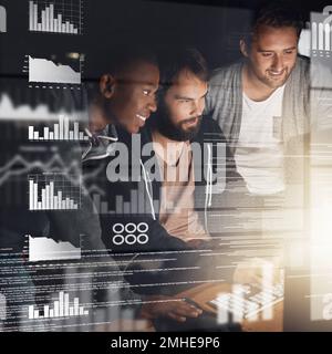 Programmers speak a different language. young computer programmers working on source code. Stock Photo