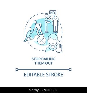 Stop bailing them out turquoise concept icon Stock Vector