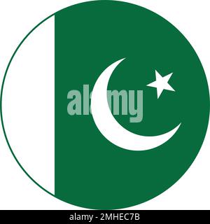 Pakistan flag sticker in circle vector, flag symbol, isolated on white background Stock Vector